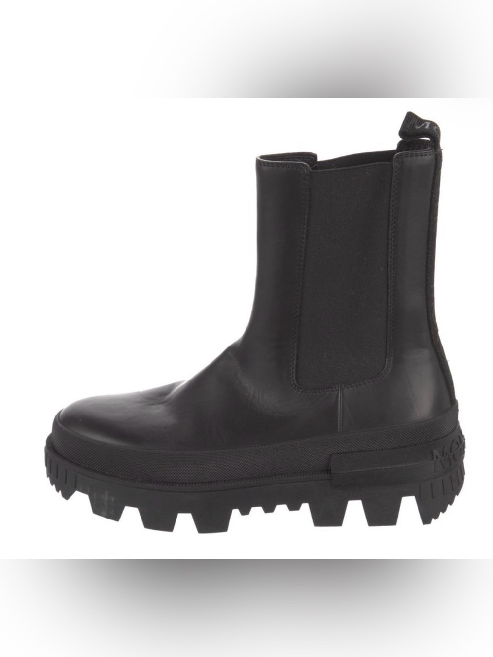 Moncler Coralyne Lug-Sole Chelsea Booties in Black Calfskin Leather